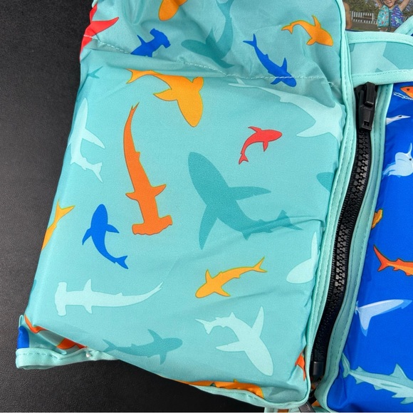 SwimWays Child Shark Print Step 2 Swim Vest Life Jacket Adjustable Ages 2-4 - Picture 3 of 14